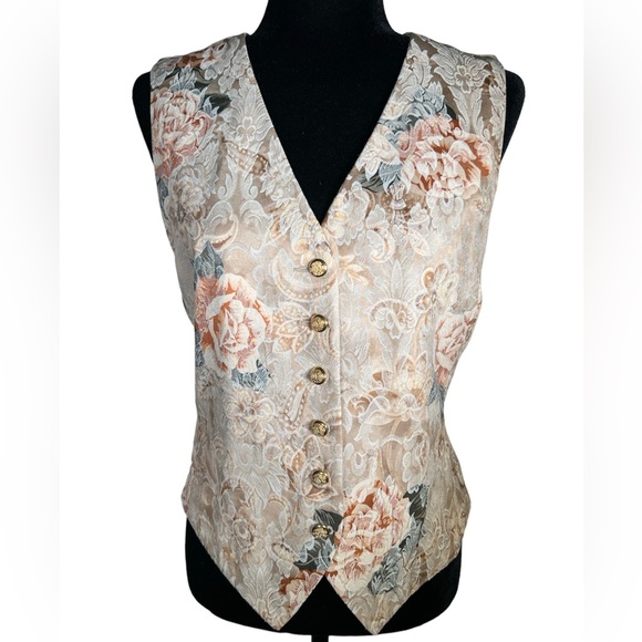 LIZ CLAIBORNE - Floral Tapestry Vest - Size 8 - Picture 2 of 4